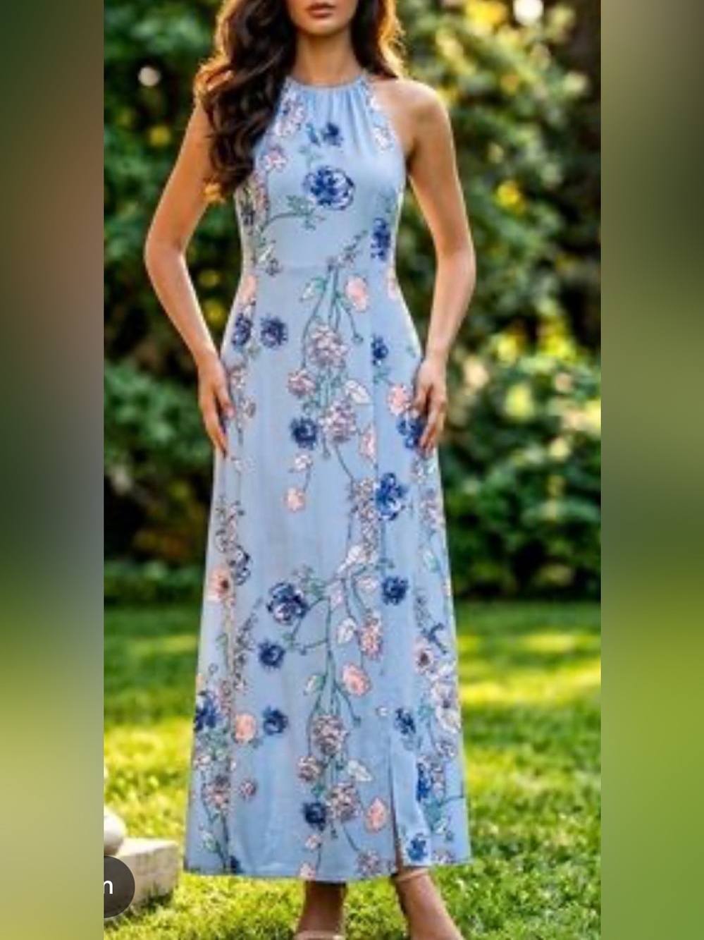 Candie's Light Blue Floral Halter Maxi Dress